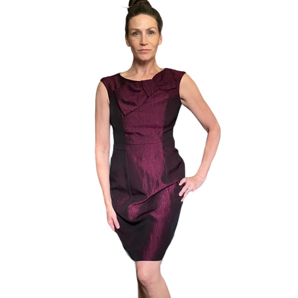 Tahari vintage style red black sheath dress 2P